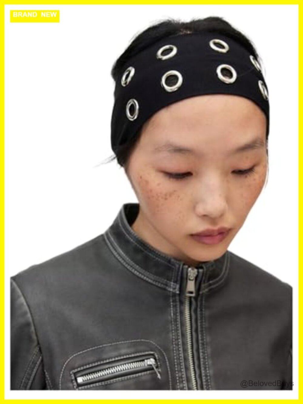 Hollow Out Eyelets Elastic Wide Headband Grunge Punk Grommet Hair Accessory